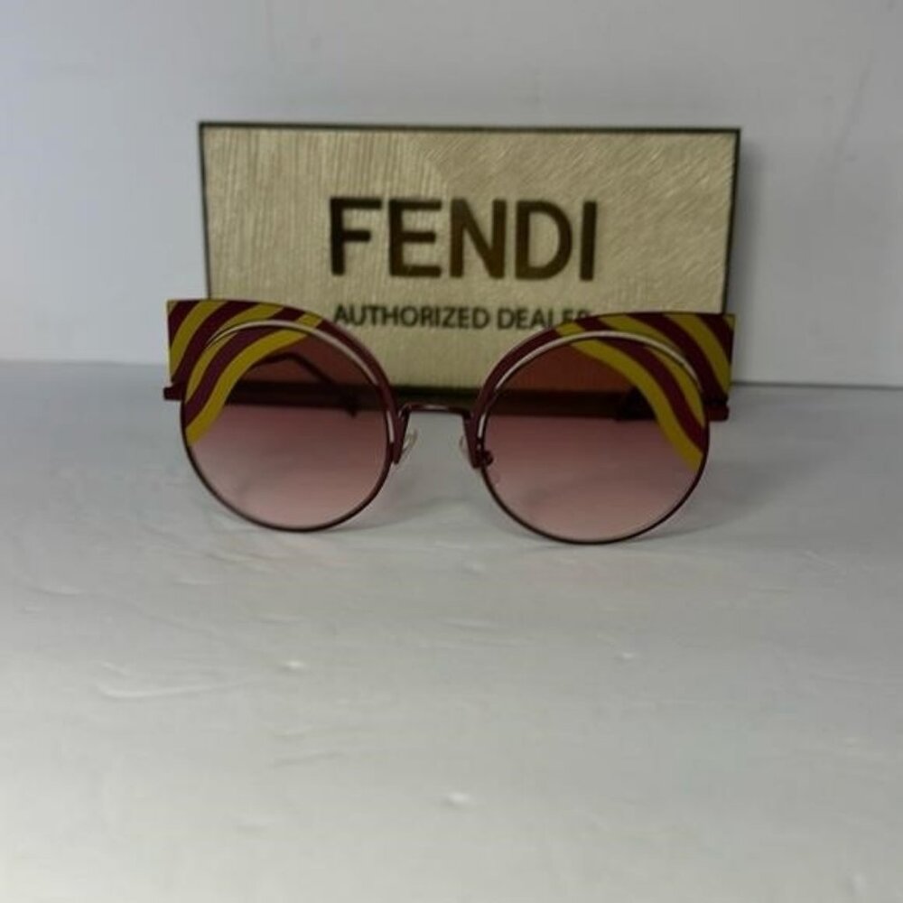 💯 - New Authentic Fendi FF 0215/s 00l9- X4 Burgundy Cat Eye Sunglasses - Picture 12 of 17